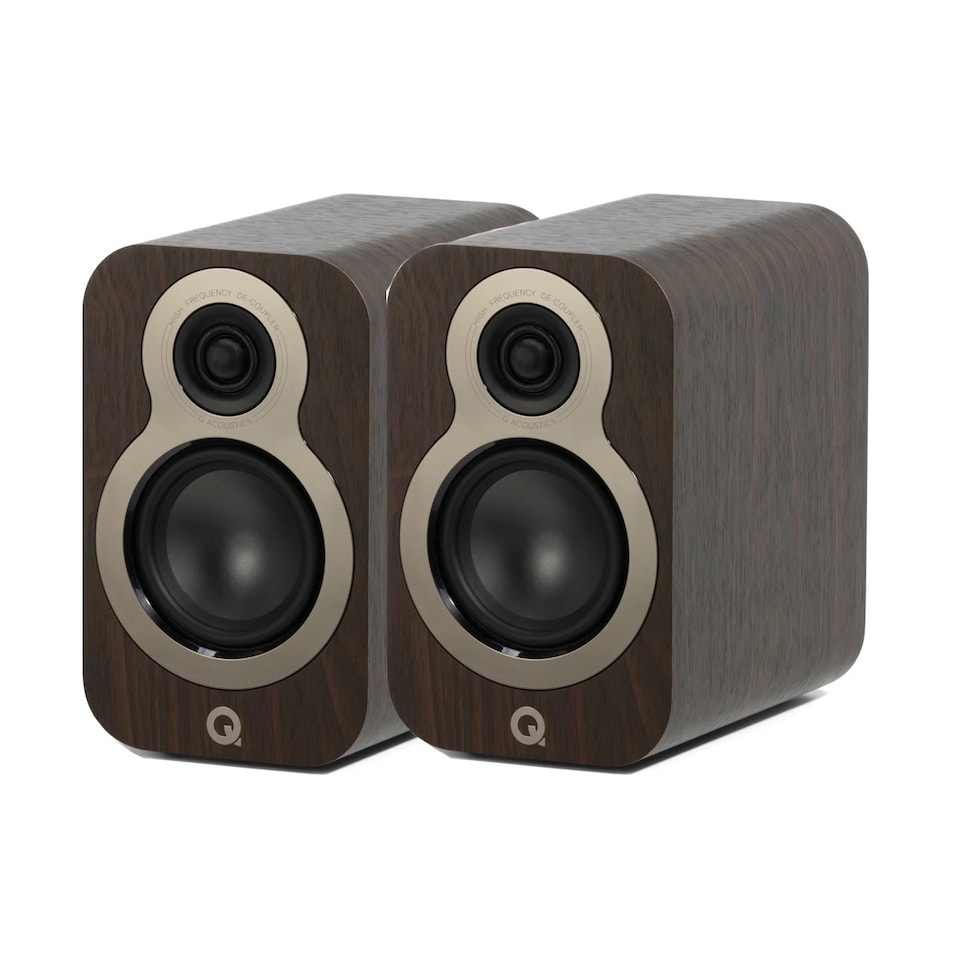 image 1 of Q Acoustics 3030c Bookshelf Speakers - Walnut