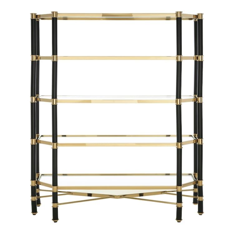 Interiors By Premier 5-Tier Shelf Unit, Modern Storage Solution, Gold Shelf Unit, Gold And Glass Shelving Unit, Gold Shelf Unit Gold
