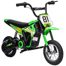 AIYAPLAY Kids Electric Motorbike, 24V Battery Powered Dirt Bike with 250W Motor, 6-16km/h, 7AH Batteries, 12" Inflatable Tires and Rear Suspension, Ride On Motorcycle for 8-12 Years Old | Green