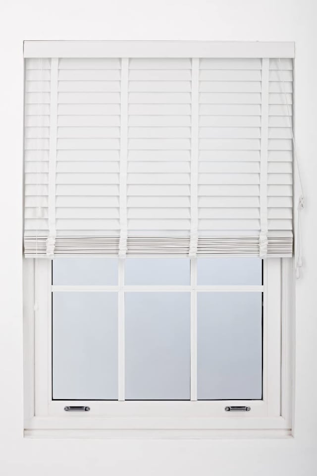 image 1 of Faux Wood Venetian Blind with Tape 230cm Wide x 150cm Drop | 50mm Slat | White | White