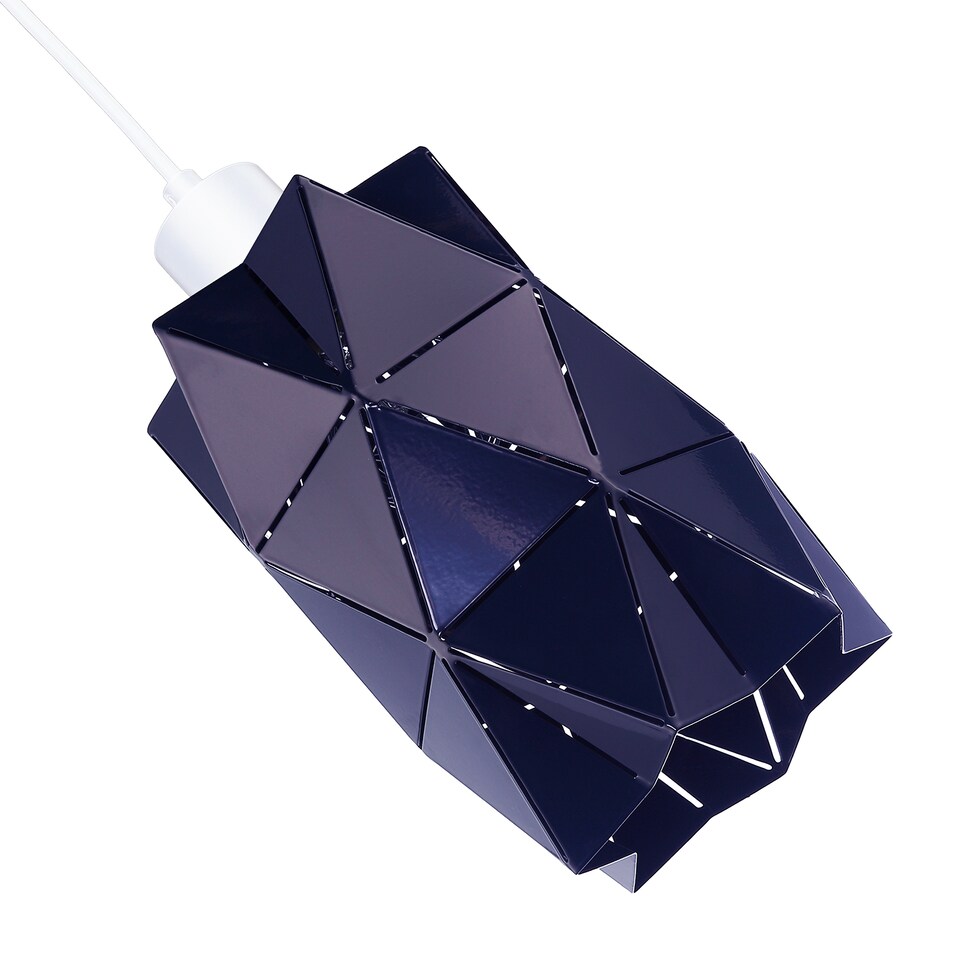 image 1 of Modern Midnight Blue Metal Pendant Shade with Diamond Shaped Cut Outs | Blue