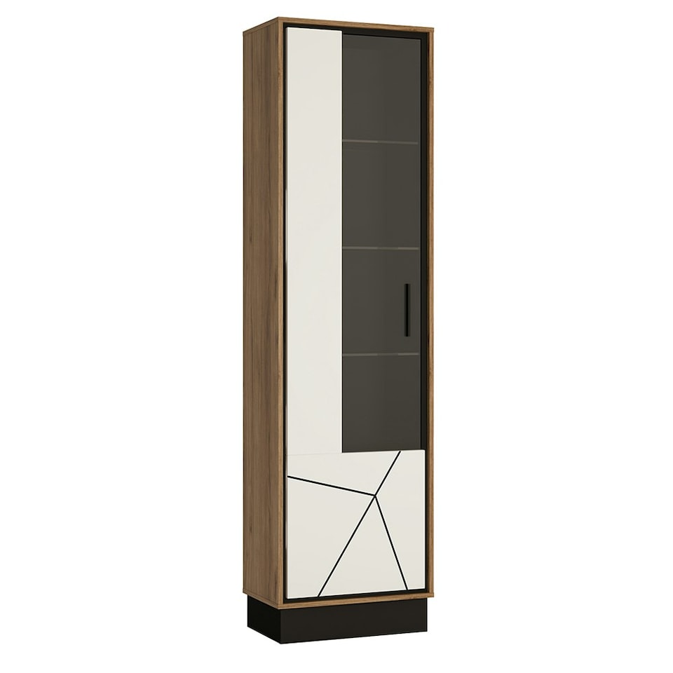 image 1 of Brolo Tall Glazed Display Cabinet (LH) With the Walnut and Dark Panel Finish