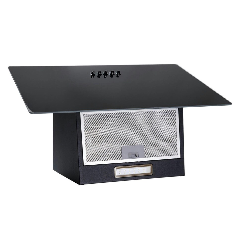 image 1 of SIA AH60BL 60cm Black Angled Glass Chimney Cooker Hood Kitchen Extractor Fan With 3 Speeds & LED Lights