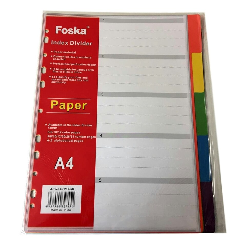 image 1 of 5 Part A4 Card Index Divider - Coloured Subject