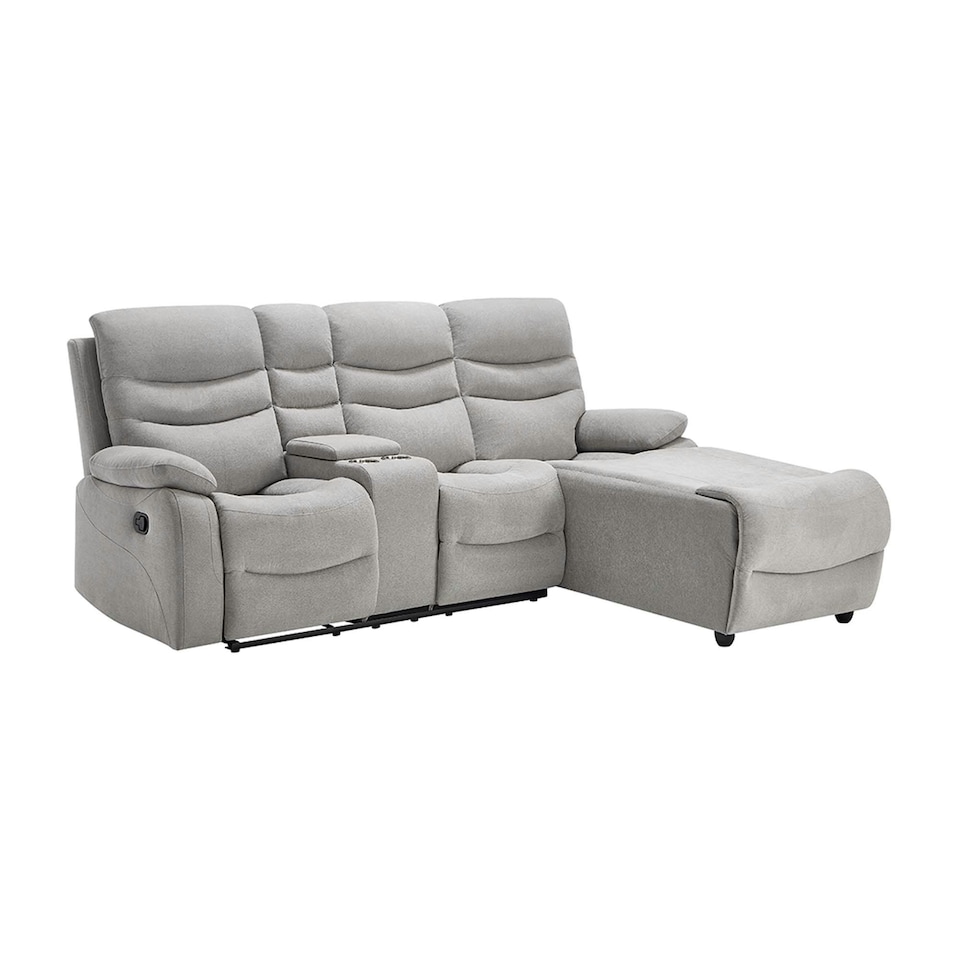 image 1 of Avon Chaise Lounge Manual Recliner Sofa w Drinks Console Grey | Charcoal