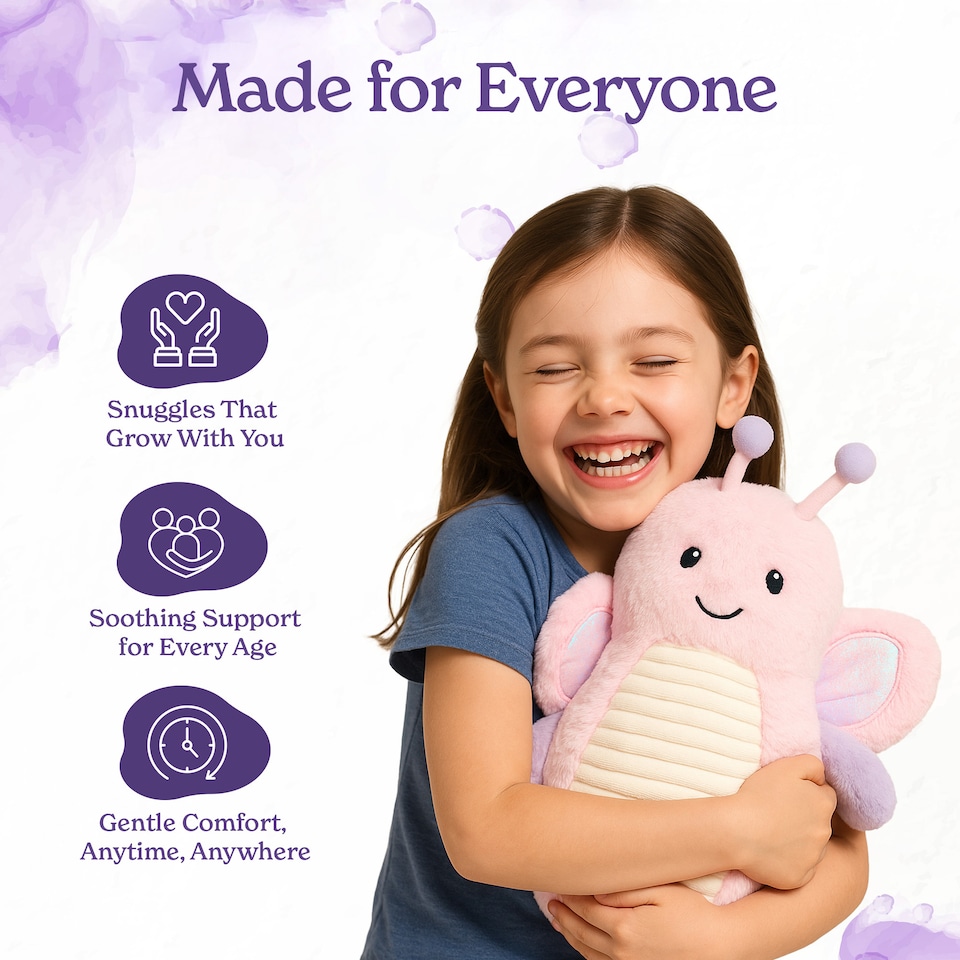 image 1 of Warmies Plush Pink Butterfly, Microwavable Heat Pad, Weighted Cuddly Plushie for Soothing Relief, Lightly Scented with French Lavender - Large
