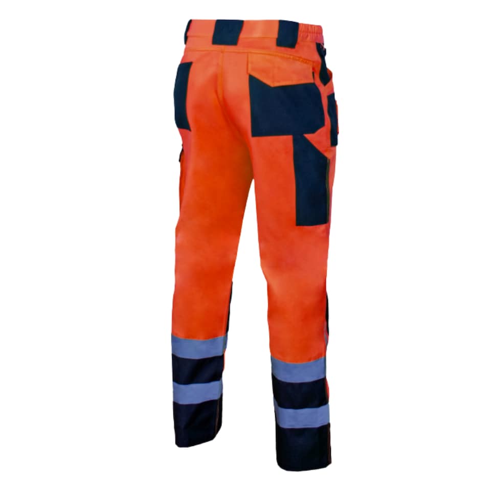 image 1 of Artmas Flash Class 2 Orange Work Trousers, Reflective Tape, Knee Pad Pockets, 260gsm (30/32 Inch - 48 EU)