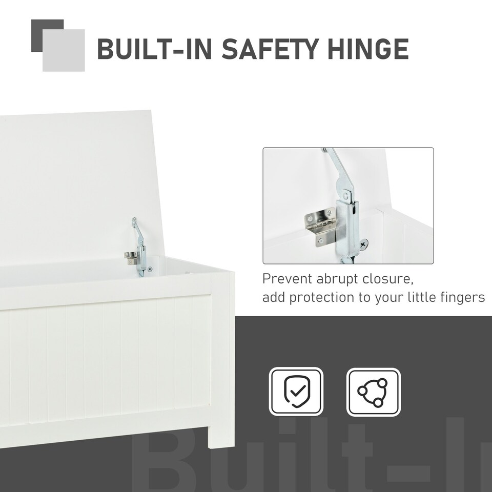 image 1 of HOMCOM Storage Box Toy Chest Cabinet Unit Organizer with Safety Hinges White