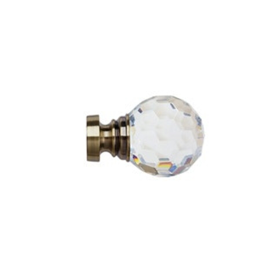 image 1 of 35mm Fixed Length Metal Curtain Pole Set Antique Brass Acrylic Ball Finial 110cm | Bronze | Bronze