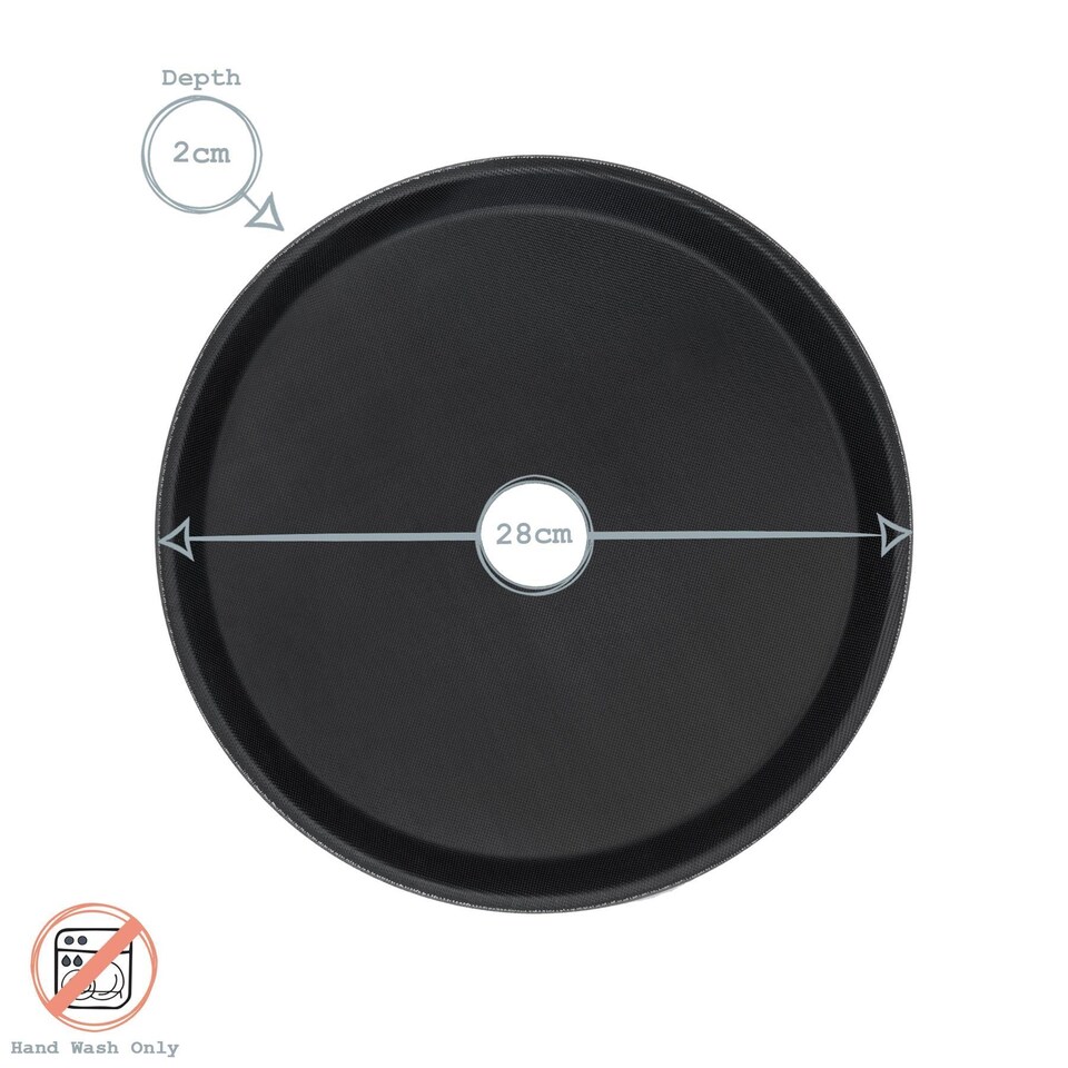 image 1 of Argon Tableware Round Non-Slip Serving Tray - 28cm - Black | Black | Black