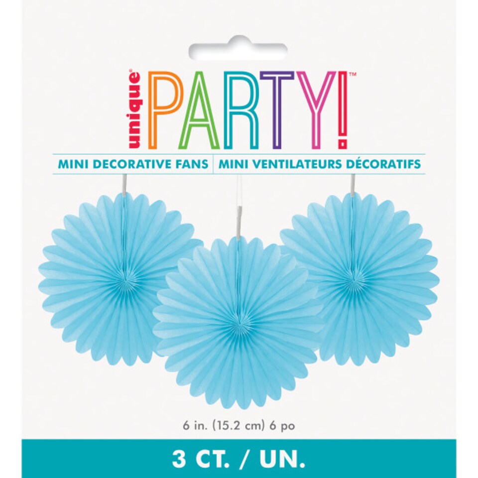 image 1 of Powder Blue Mini Honeycomb Fans Decorations 15cm - Pack of 3