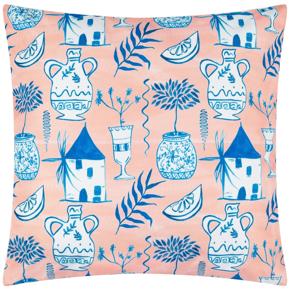 image 1 of furn. Aegina Printed Peach Outdoor Cushion Cover 45 x 45 cm Multi