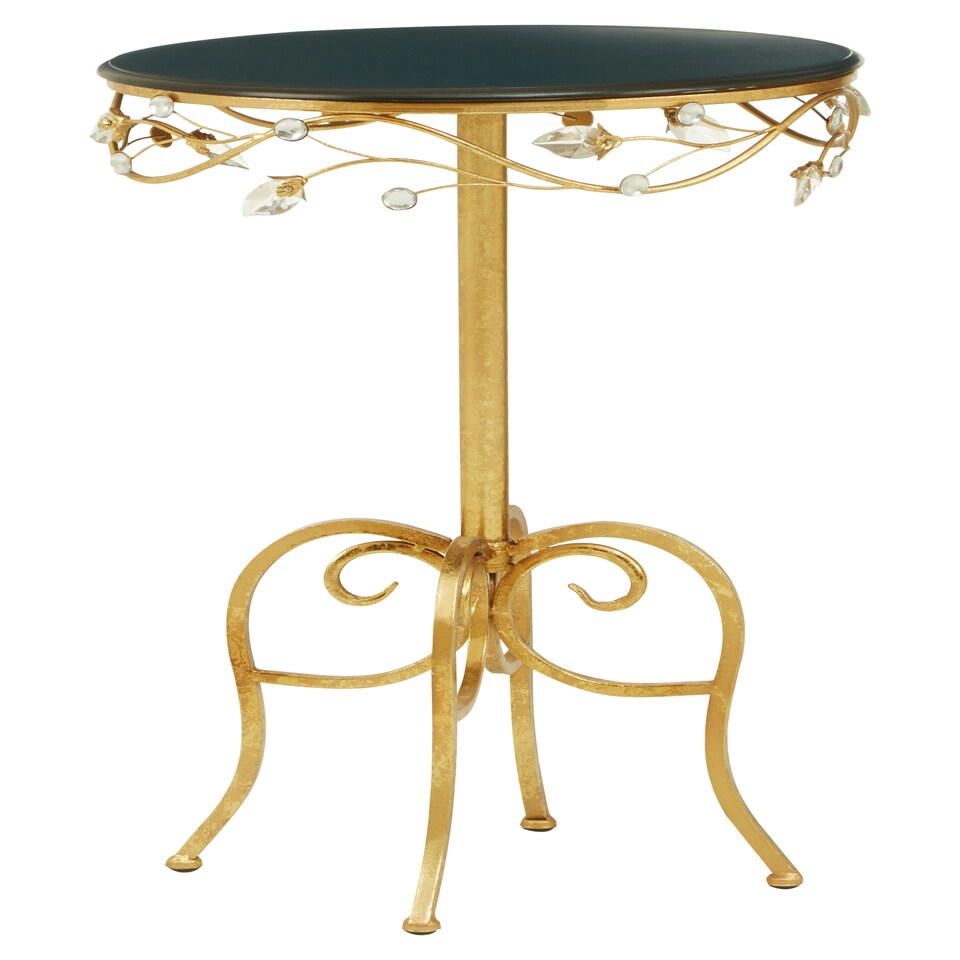 image 1 of Interiors By Premier Elegant Round Table With Black Wooden Top, Sturdy Small Table For Bedroom, Stylish Outdoor Side Table