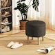 image 2 of HOMCOM Storage Ottoman, Round Stool Chair with Cushioned Top, Brown
