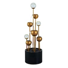 Golden Orb Cascading Tiered Garden Water Feature with LED Lights 120cm