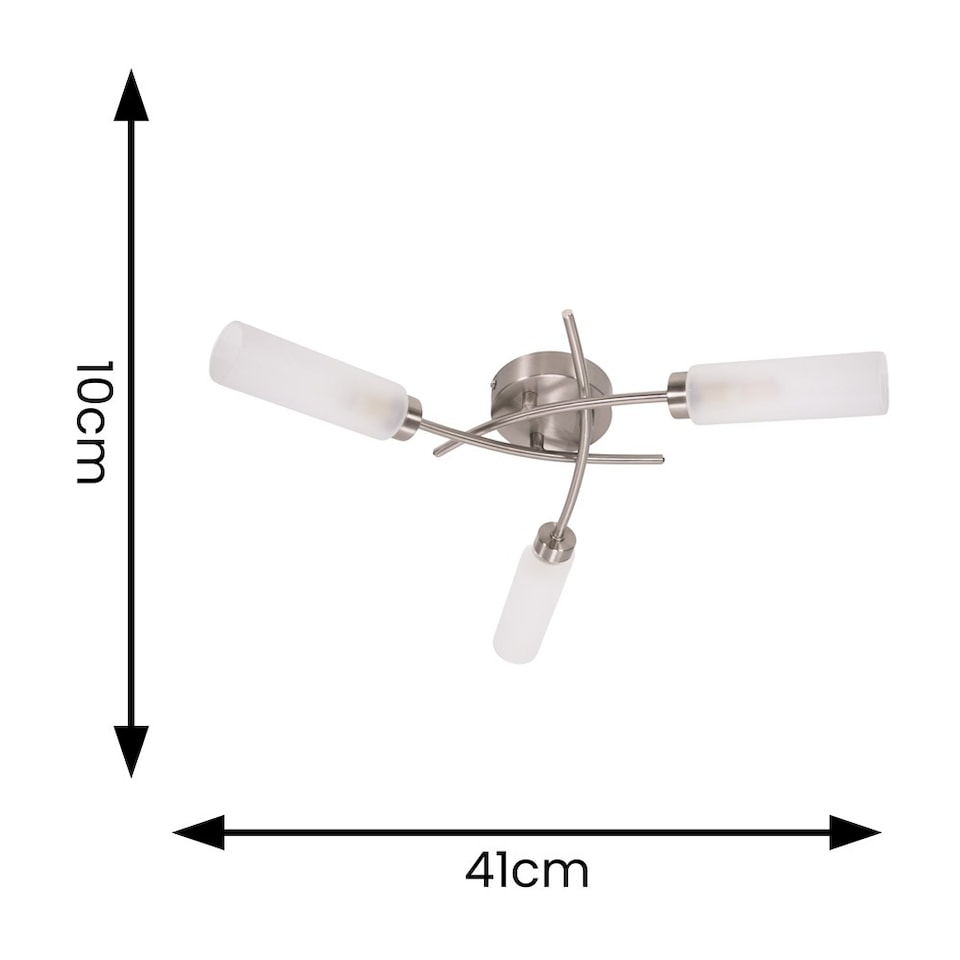 image 1 of ValueLights Maya Brushed Chrome 3 Way Curved Cross Ceiling Light | Chrome