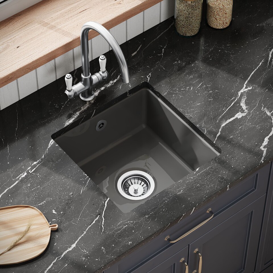 image 1 of Balterley Single Bowl Kitchen Sink Fireclay with Overflow - Set C