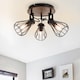 image 1 of COSYLYTE Kandan 3 Light Matt Black Wire Shade Spotlight with Wooden Backplate | Black | Walnut wood | 1