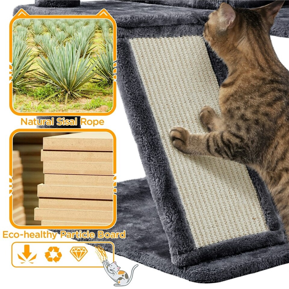 image 1 of Yaheetech 146 cm Multilevel Indoor Cat Tree Tower for Kittens Dark Grey