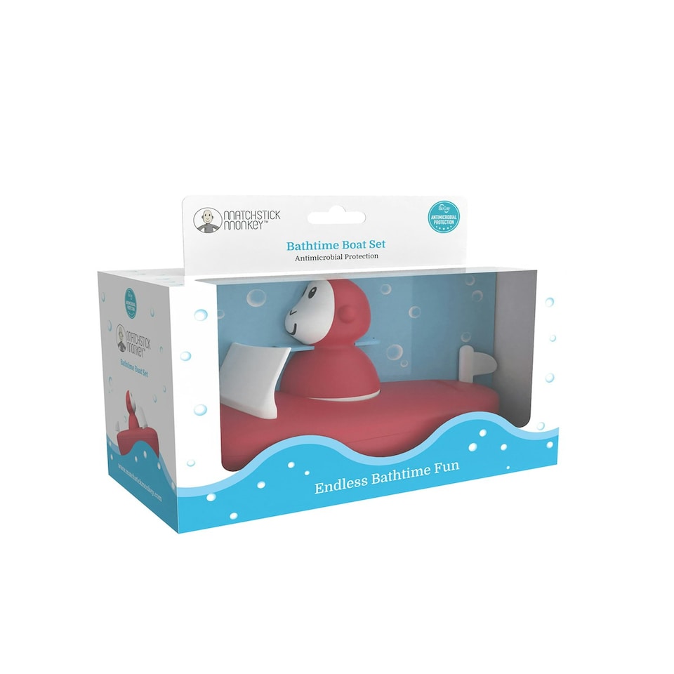 image 1 of Matchstick Monkey Bathtime Boat Set Red