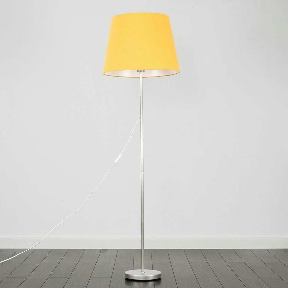 image 1 of ValueLights Charlie Chrome Stem Table Lamp Grey Chrome Inner Shade Yellow