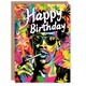 image 1 of Trippy Neon Colour Man Joint Portrait Him Birthday Card