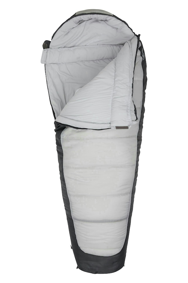 image 1 of Mountain Warehouse Microlite 1400 Sleeping Bag Hollow Fibre Camping Accessory Right Handed Zip - Regular length (200cm) | Grey | Dark Grey