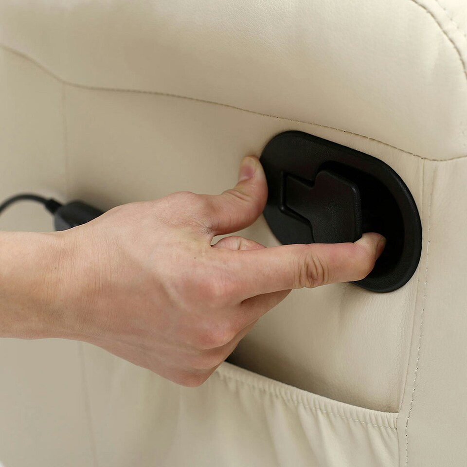 image 1 of Caesar Bonded Leather Recliner Rocking Swivel Heat & Massage Chair (Cream)