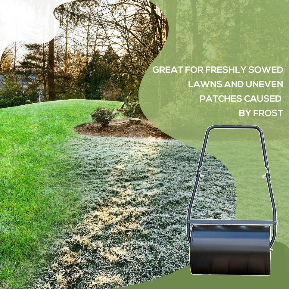 image 1 of DURHAND Garden Lawn Roller 38L Steel Push Grass Mower Water Sand Filled