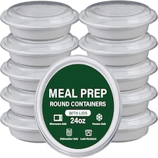 24oz Round White Plastic Meal Prep Containers With Lid BPA Free Food Storage Box 20pc