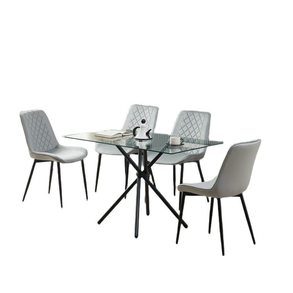 image 1 of Miami Dining Table with 4 Amelia Velvet Chairs Green