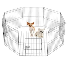 Yaheetech 8-Panel Metal Pet Playpen, 61 × 61 cm Black