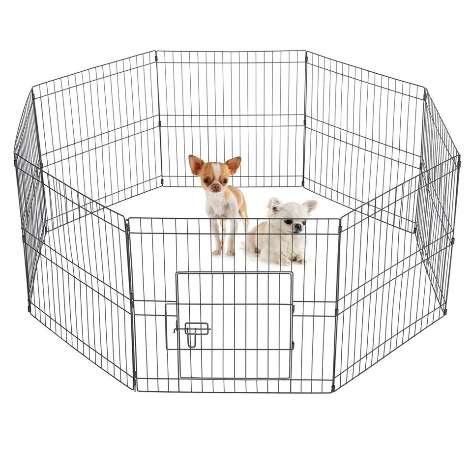 image 1 of Yaheetech 8-Panel Metal Pet Playpen, 61 × 61 cm Black