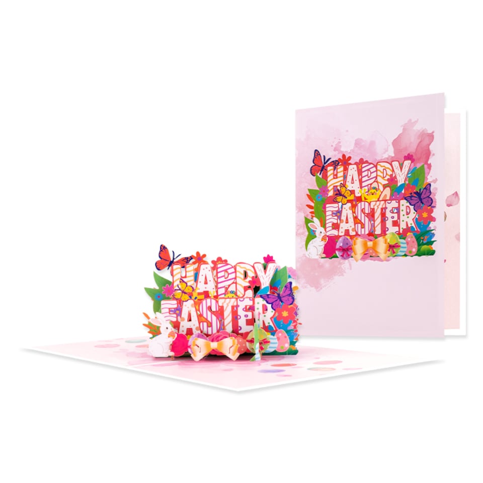 image 1 of Colorful Ink Stripes 3D Pop Up Happy Easter Card
