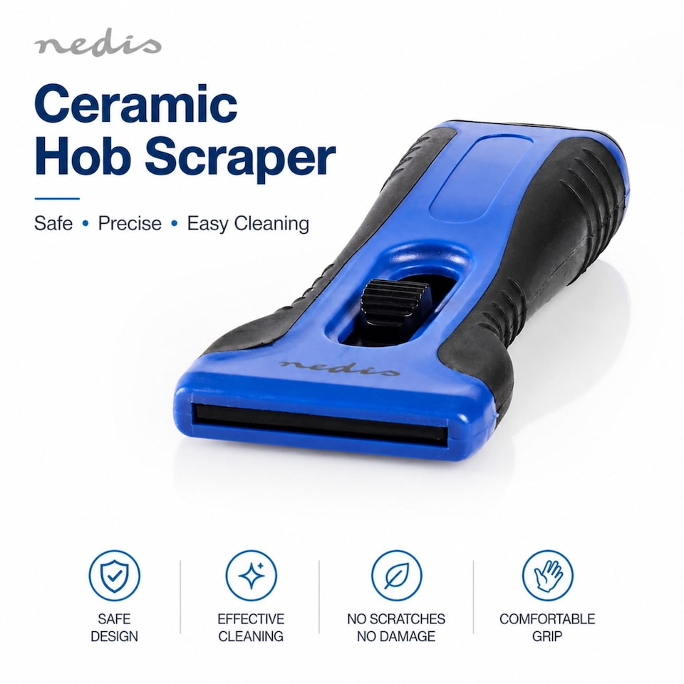 image 1 of Nedis Vitroceramic Hob Cleaning Scraper - Glass Hob Cleaner Tool, Removes Burnt Food, Includes 4 Spares