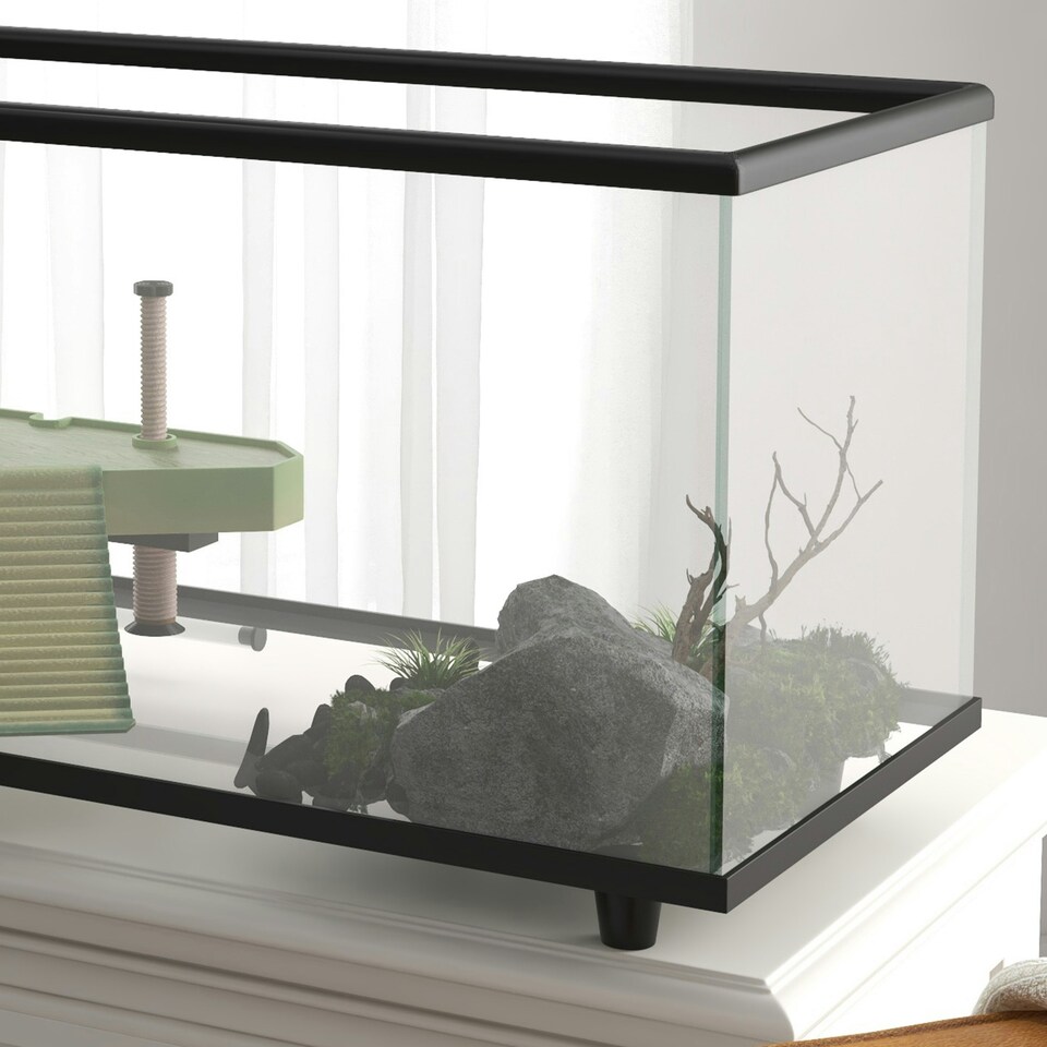 image 1 of PawHut Turtle Tank 50L Glass Turtle Aquarium w/ Easy Drainage, 60 x 30 x 32cm