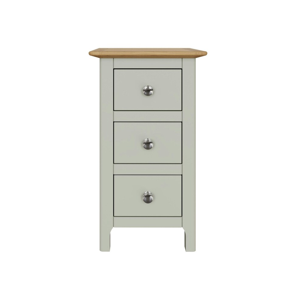 image 1 of Taberno Oak 3 Drawer Bedside Table Nightstand Cabinet Sage Green