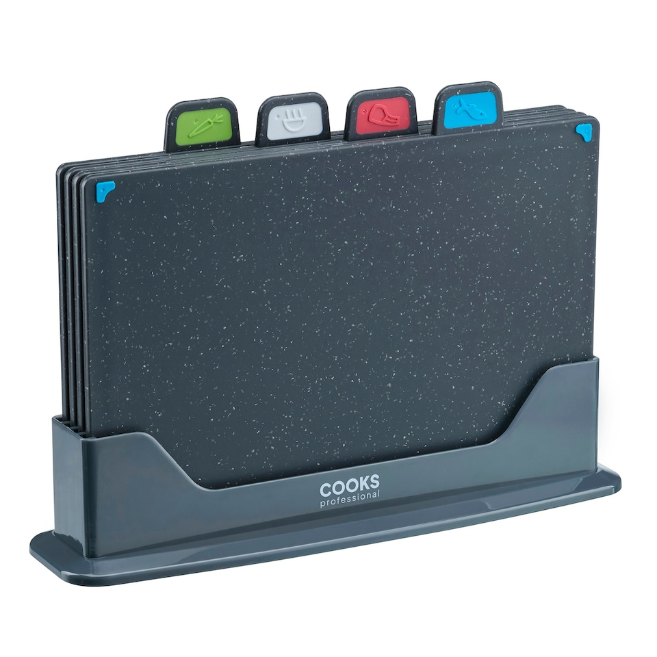 image 1 of Cooks Professional Index Chopping Board Set | 4-Piece Non Slip in Dark Grey | Durable and Easy Clean