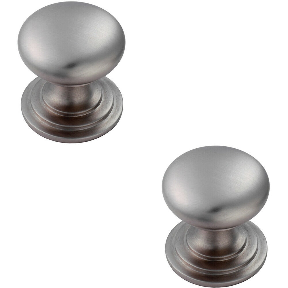Loops 2x Victorian Round Cupboard Door Knob 25mm Dia Stainless Steel Cabinet Handle in Metallics