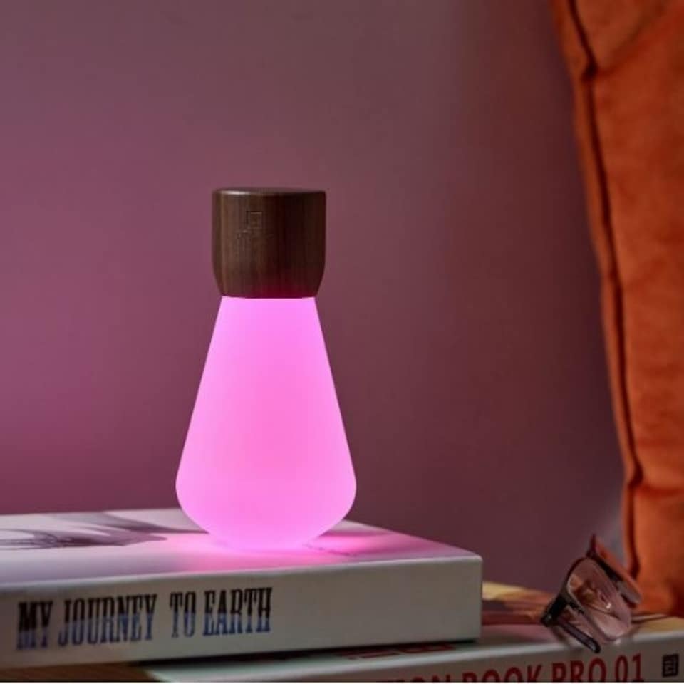 image 1 of Gingko Mini Pentagon Desk Bulb Light in Natural Wood N/A | Walnut
