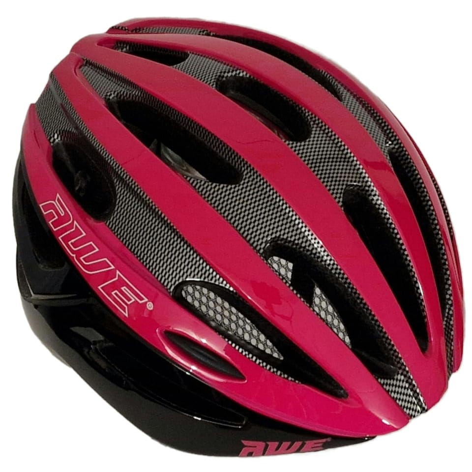 image 1 of AWE AweSprint Adult In Mould Bike Helmet Carbon/Black/Pink 55-58cm Crash Guarantee* Pink | M