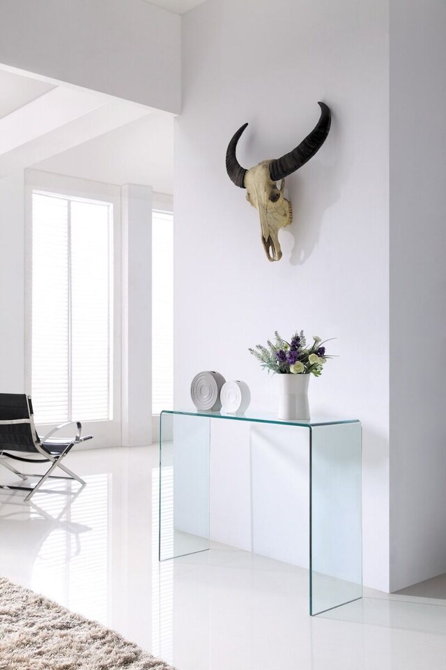 image 1 of Crystal Large Stylish Curved Glass Hallway Console Table | Clear | Clear