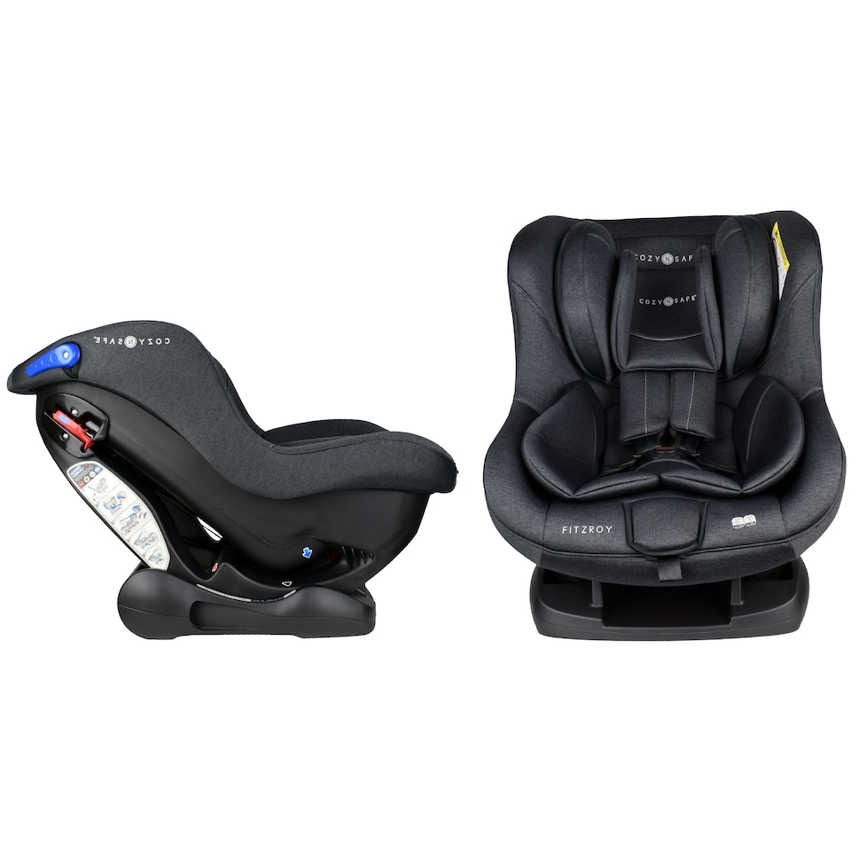 image 1 of Cozy N Safe Fitzroy Group 0+1 Car Seat 0-18kg, Rear & Forward Facing, 5 Point Harness, Reclining Baby Toddler Car Seat, Birth to 4 Years, Deep Padded Child Seat (Graphite)