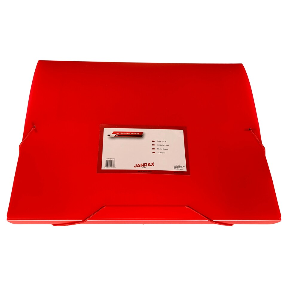 image 1 of A4 Clearview Red Box File with Elastic Closure