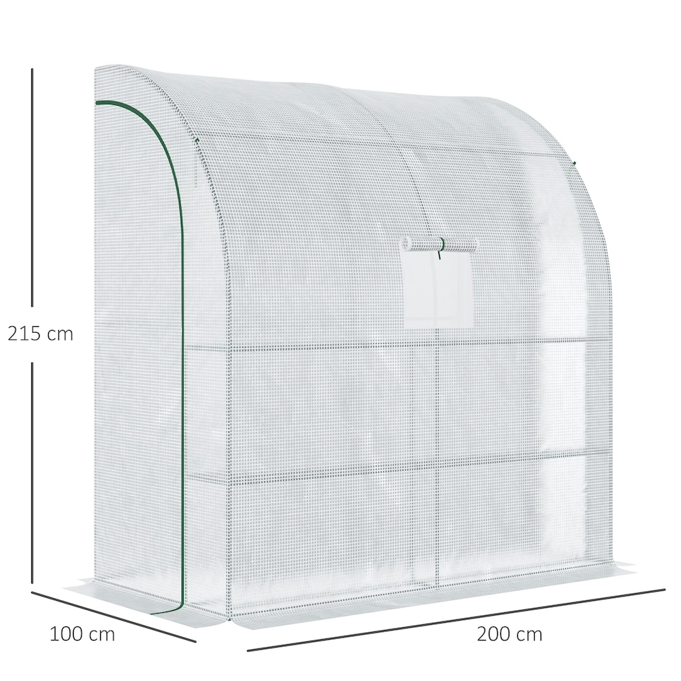 image 1 of Outsunny Walk-In Lean to Wall Greenhouse w/Window&Door White
