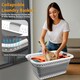 image 7 of 67l Folding Collapsible Laundry Basket Cloth Washing Space Saving Pop Up Bin | White | white