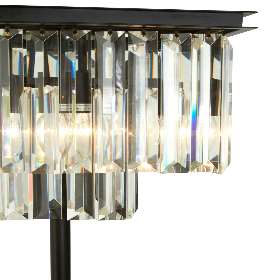 image 1 of Interiors by Premier Iron and Crystal Table Lamp Black