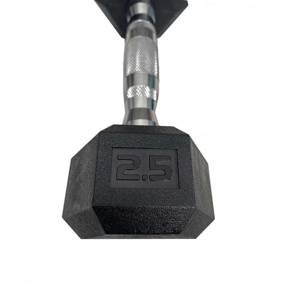 image 1 of HXGN Pro Hex Dumbbells - Set of 2 x 2.5kg, Knurled Steel Handles | Multi | 2 x 2.5kg