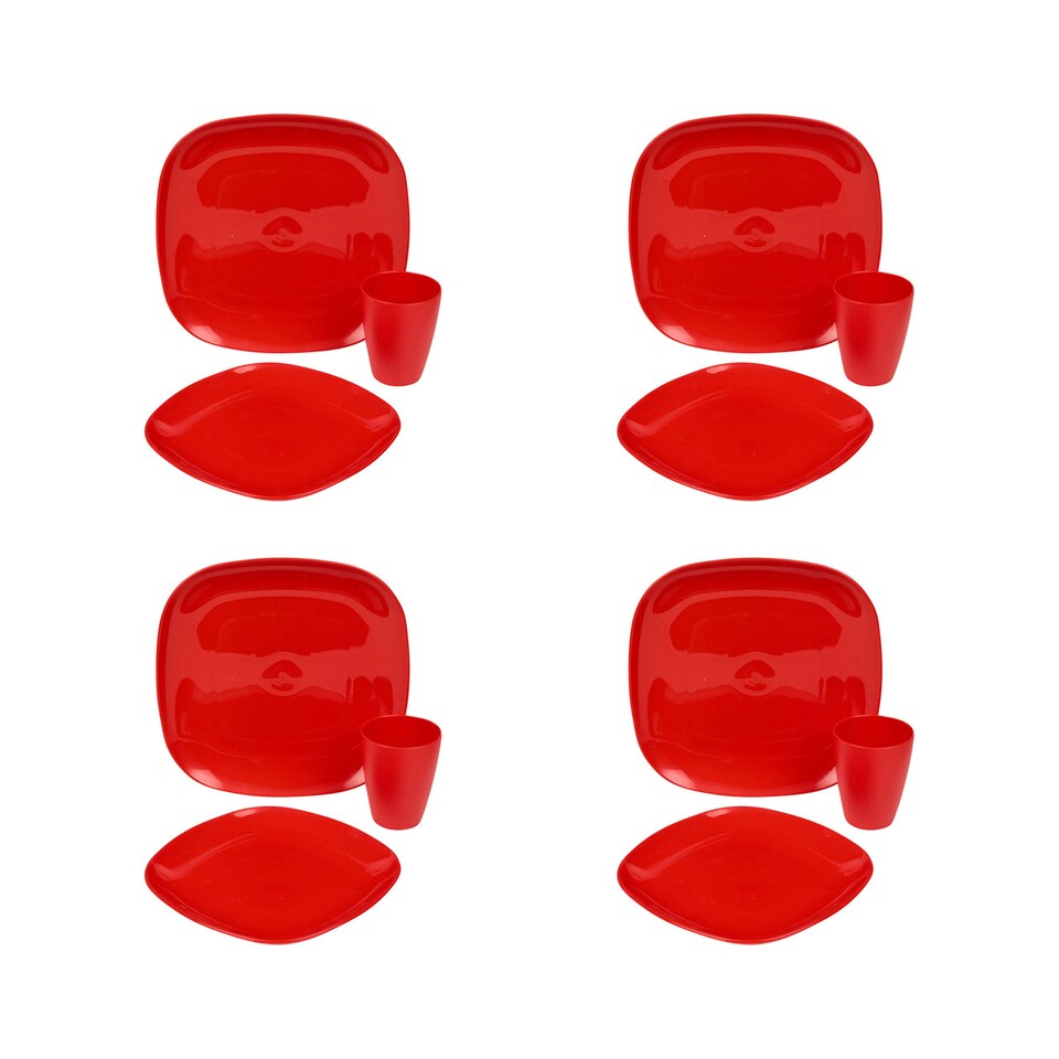 image 1 of 12pc Plastic Dinner Set | Multi | 1