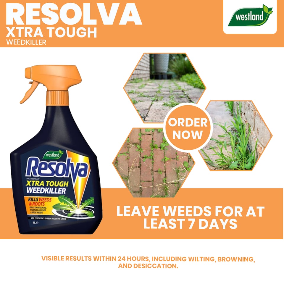 image 1 of Resolva Pro Xtra Tough Weed Killer 1L Ready to Use Fast-Acting Herbicide for Weeds Brambles & Tough Vegetation Visible Results in Hours | Yellow